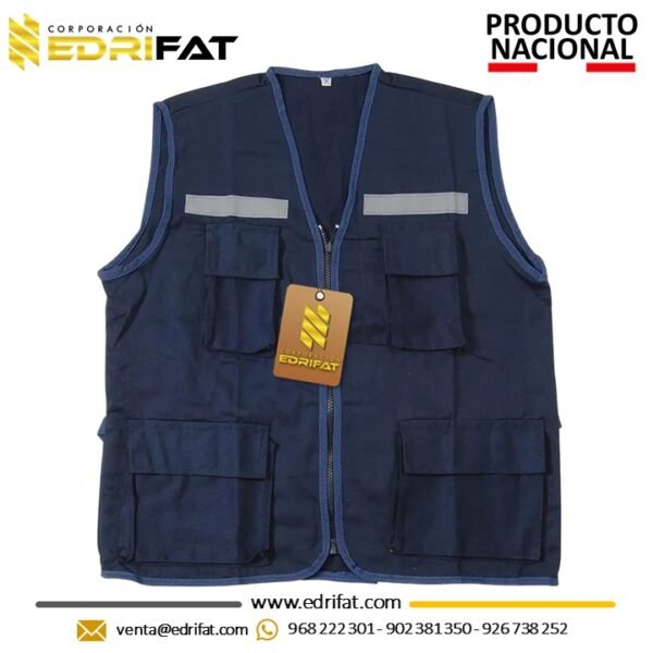 Chaleco Modelo Reportero Drill Tecnología Azul Marino