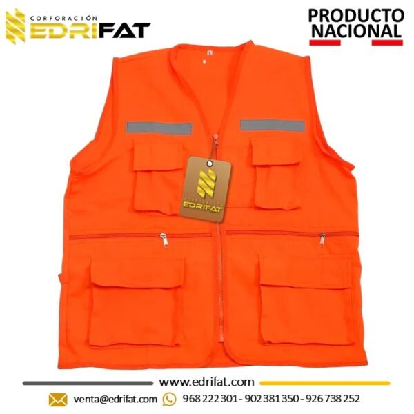 Chaleco Modelo Reportero Drill Tecnología Anaranjado