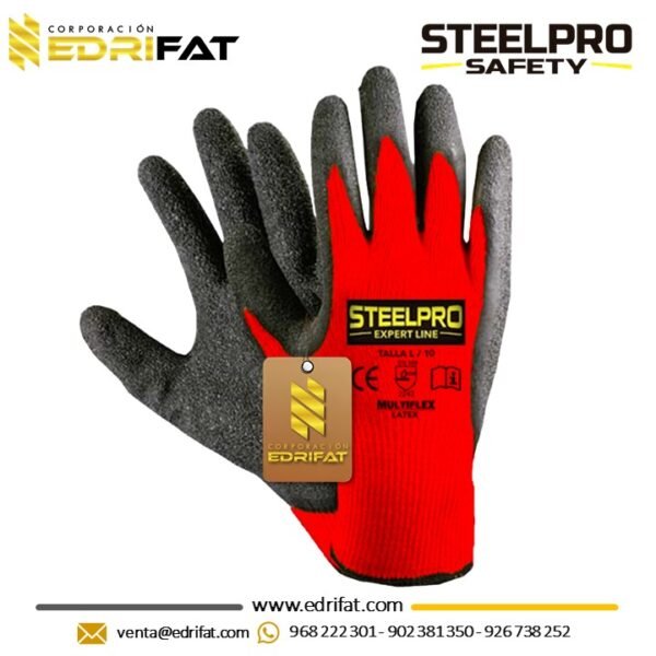 Guantes Anticorte Multiflex Latex Rojo Steelpro