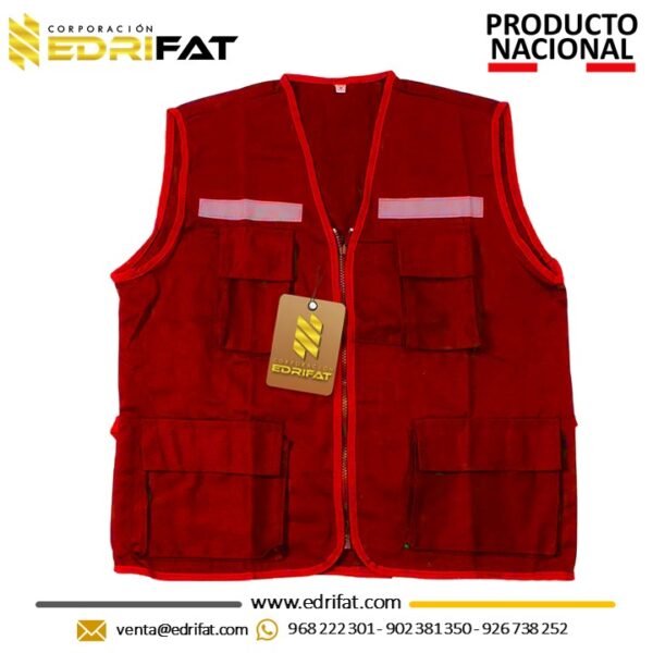 Chaleco Modelo Reportero Drill Tecnología Rojo