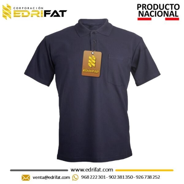 Polo con Cuello Camisero Manga Corta Azul Marino