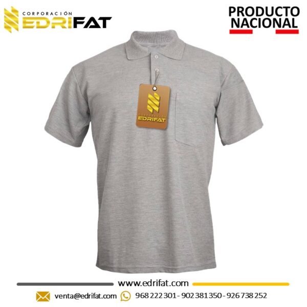 Polo con Cuello Camisero Manga Corta Plomo